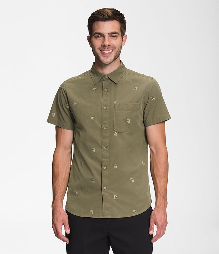 Camisa The North Face Hombre Manga Corta Baytrail Jacquard Verde Oliva - Peru 93701METI